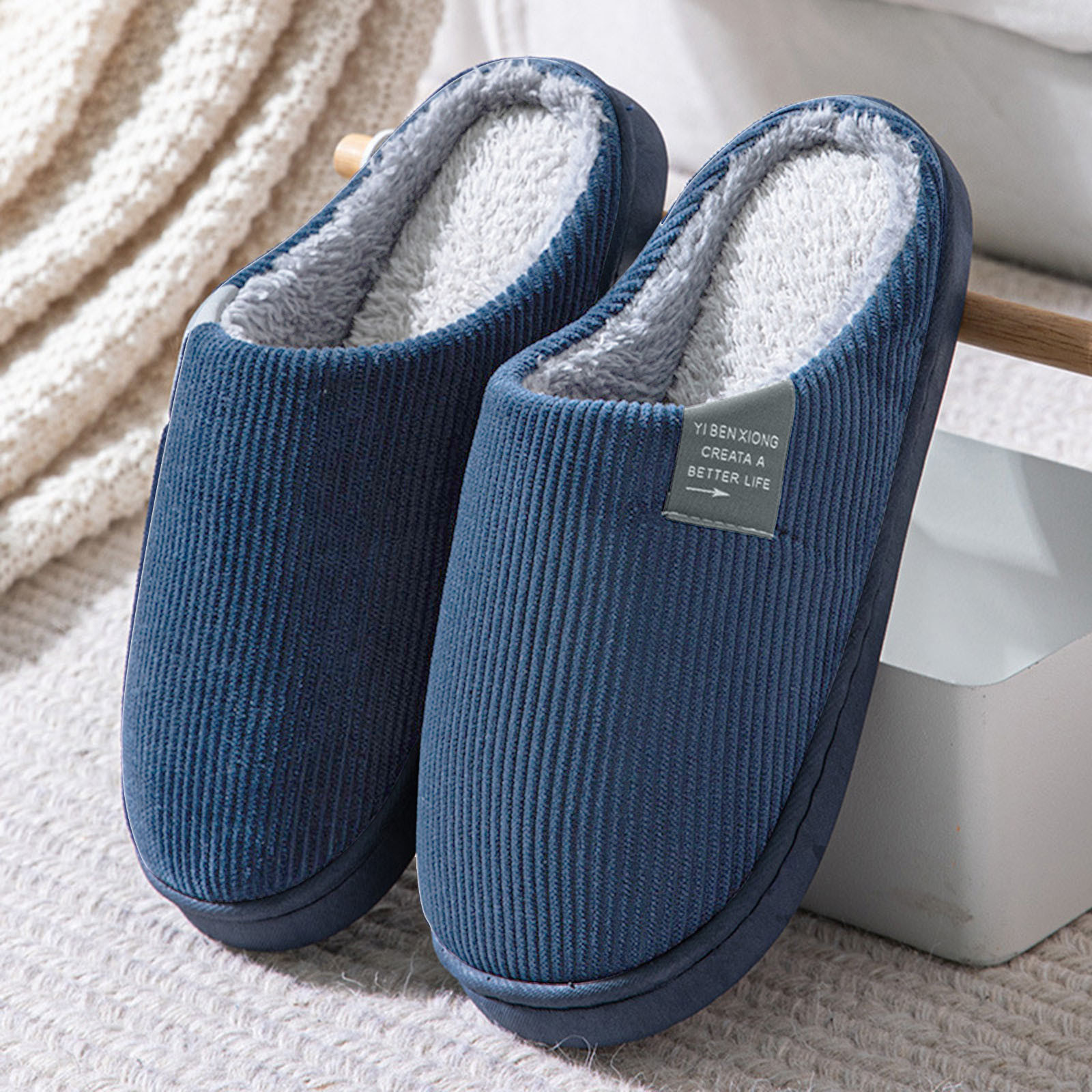 Chaussons/Pantoufles Homme Chauds Hiver - Doublure Polaire - Semelle Antidérapante - Confort Maison