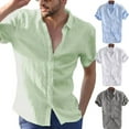 thumbnail image 3 of Men‘s Short-Sleeve Shirts Button Down Linen Shirt Summer Casual Tops, 3 of 3