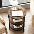thumbnail image 6 of CuisinSmart Living Room Vintage Storage Wood Round End Table, Rustic Brown, 6 of 7