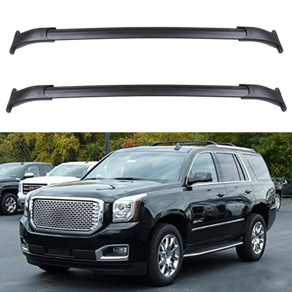 CCIYU 2Pcs Universal Black Aluminum Roof Rack Cross Bar Car Top Luggage Rails Fit for Cadillac Escalade ESV 2015-2020,for Chevrolet Suburban/Tahoe 2015-2020,for GMC Yukon XL 2015-2020 Max Load 220LBS