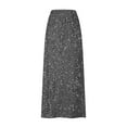 thumbnail image 4 of Aueoeo Women's Maxi Skirts Shiny Sequin High Waisted A-Line Skirts Elegant Long Skirt Formal Skirts Dance Party Dress Gray 2XL, 4 of 6