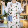 thumbnail image 5 of White Christmas Gingerbread Man Pattern Apron-Garden Aprons for Women with Pockets-Cotton Linen Waterproof Kitchen Cooking Gardening Aprons Adjustable for Kitchen,Cooking,BBQ and Salon 33"x27", 5 of 7