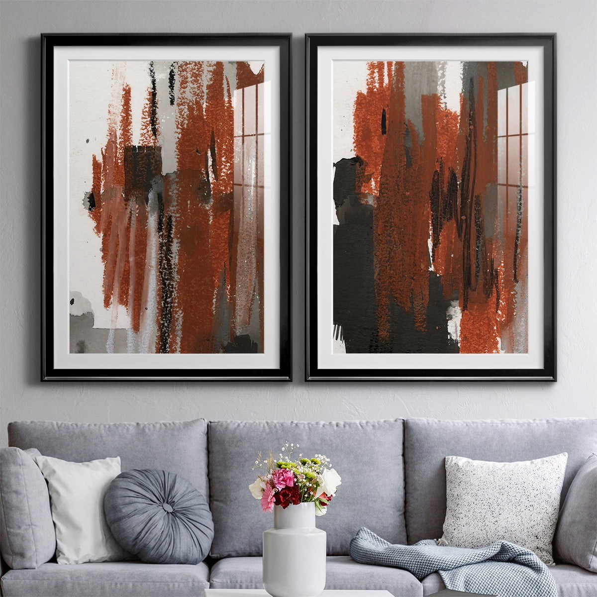 Wexford Home Loft Pastel V Premium Framed Print, 30.5" x 42.5" - Ready to Hang, Black (Set of 2)