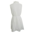 thumbnail image 4 of Yutk Robe de Maternité en Liquidation Femme Chiffon à Pompon Col en V Uni Sans Manches à Cordon Jupe Courte Robe Blanc TG, 4 of 6