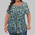 thumbnail image 3 of SYMOID Plus Size Shirts Tops for Women Oversized Floral Prints Women's Summer 2025 Leisure Short Sleeve Tunics Blouses,Green, 3 of 5