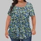 thumbnail image 1 of Puntoco Liquidación de blusas cortas para mujer Blusa holgada de manga corta plisada con cuello grande y estampado para mujer L-5xl, 1 of 5