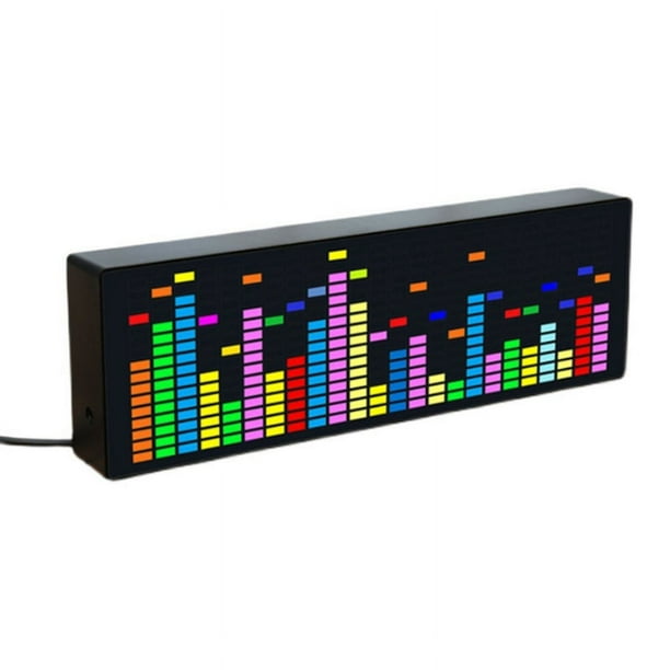 LED Music Spectrum Rhythm Lights Sensor de Voz 1624 RGB Indicador de de AtmóSfera con Pantalla de Reloj (Control de Cable)