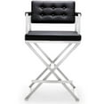 thumbnail image 3 of Maklaine 26" Stainless Steel and Fabric Counter Stool in Black, 3 of 9