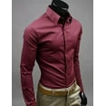 thumbnail image 1 of Chemise Homme à Manches Longues pour Affaires, Unie, Formelle, Décontractée, Hauts Habillés, 1 of 1