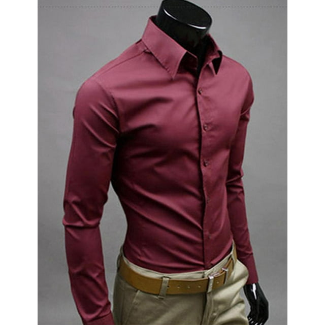 Chemise Homme à Manches Longues pour Affaires, Unie, Formelle, Décontractée, Hauts Habillés
