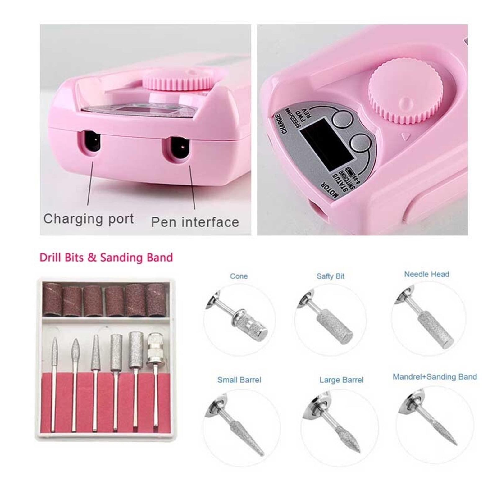 Professional Manicure Manchine Set 30000 RPM Electric Nail Drill Bits Mill Cutter Nail File Sander Gel Polish Pedicure Tool Kits