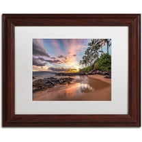 Trademark Fine Art 'Hawaiian Sunset Wonder' Canvas Art by Pierre Leclerc, White Matte, Wood Frame
