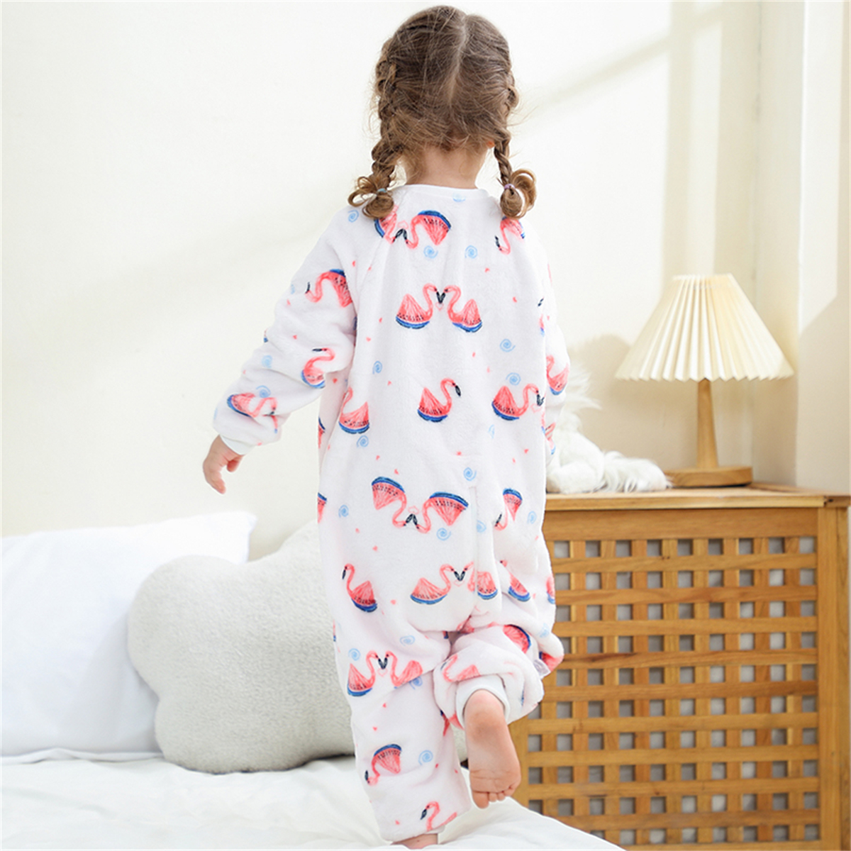 ATAIKU Toddler Sleeping Sack 9M-6T Winter Warm Flannel 2-Way Zipper Baby Sleep Sack with Feet, Infant Animal Flamingos Wearable Blanket