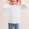 thumbnail image 3 of Girls Pleated Front Long Sleeve Shirts Kids Casual Crewneck T Shirts Tops Soft Stretch Tee Tops 5-14 Years, 3 of 7