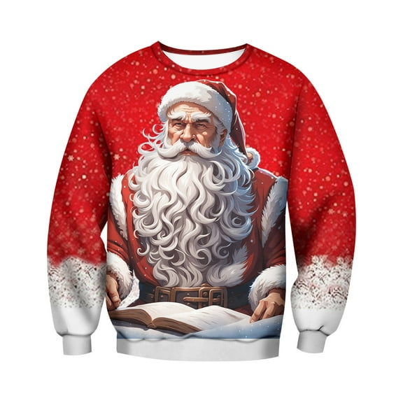 SRZYMJ Ugly Christmas Sweater Men Ugly Xmas Sweatshirts Crewneck Casual Loose Pullover Colorful Funny Tops For Parties
