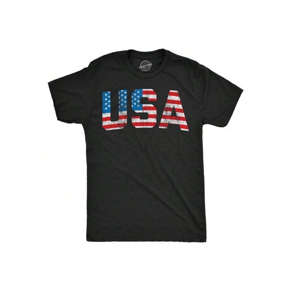 Men's USA American Flag Patriotic Graphic T-Shirt Vintage Distressed Short Sleeve Tee Black