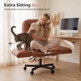 thumbnail image 3 of Hawsaiy Criss Cross Office Chair with Flip-Up Arms, Ergonomic Cross Legged Desk Chair, PU Leather Executive Computer Chair, 135° Reclining Plush Cushion, Pet-Friendly, Brown, 3 of 11