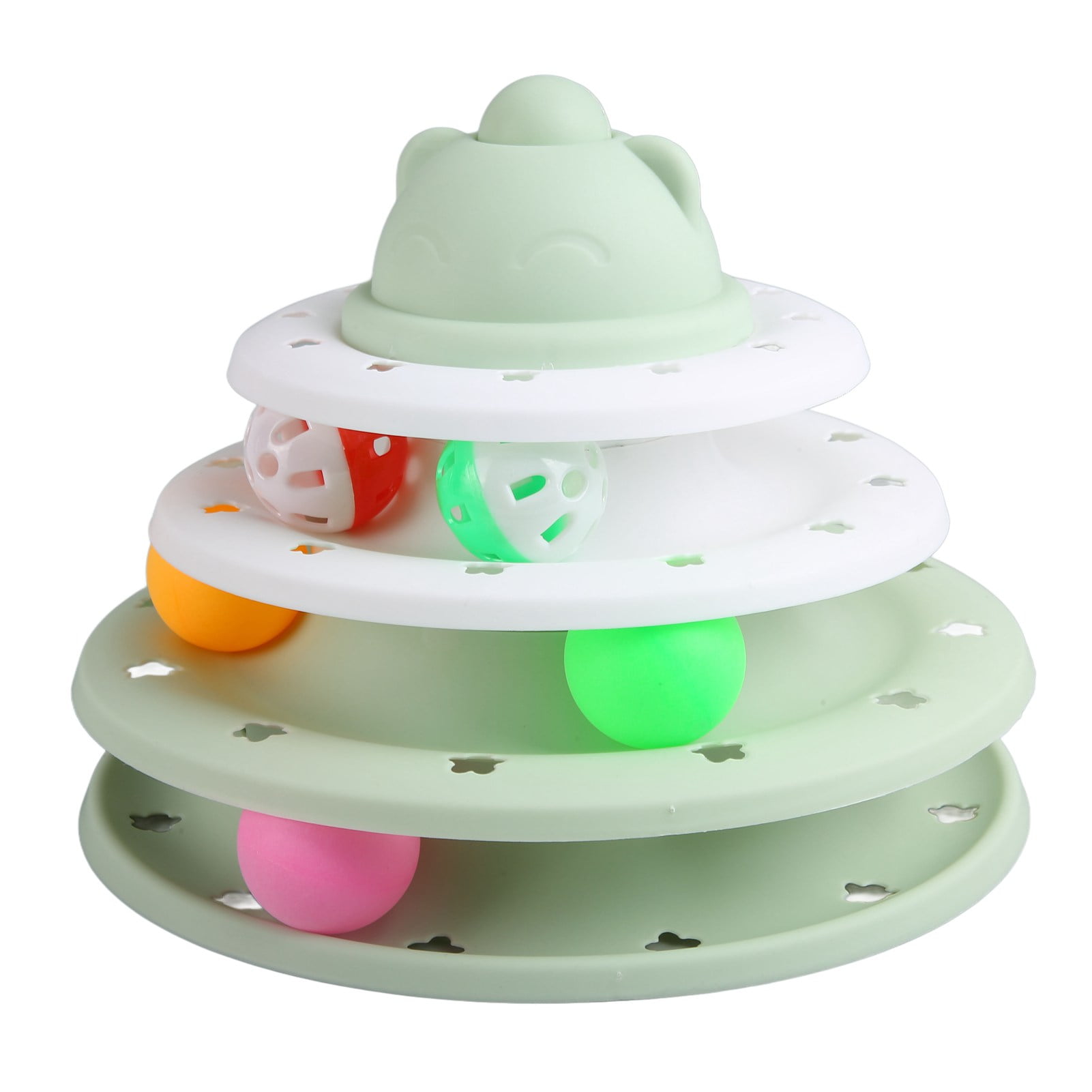 FitBest Kitten Roller Toys Set 3 Layer Tower Rounded Corners Interactive Cat Turntable Toy Set For Cats Kittens,Cat Turntable Toy,Kitten Roller Toys Set