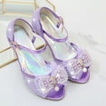 thumbnail image 2 of Gubotare Girls Heels Flower Girls Wedding Party Heel Princess Shoes Flats (Purple,2), 2 of 7