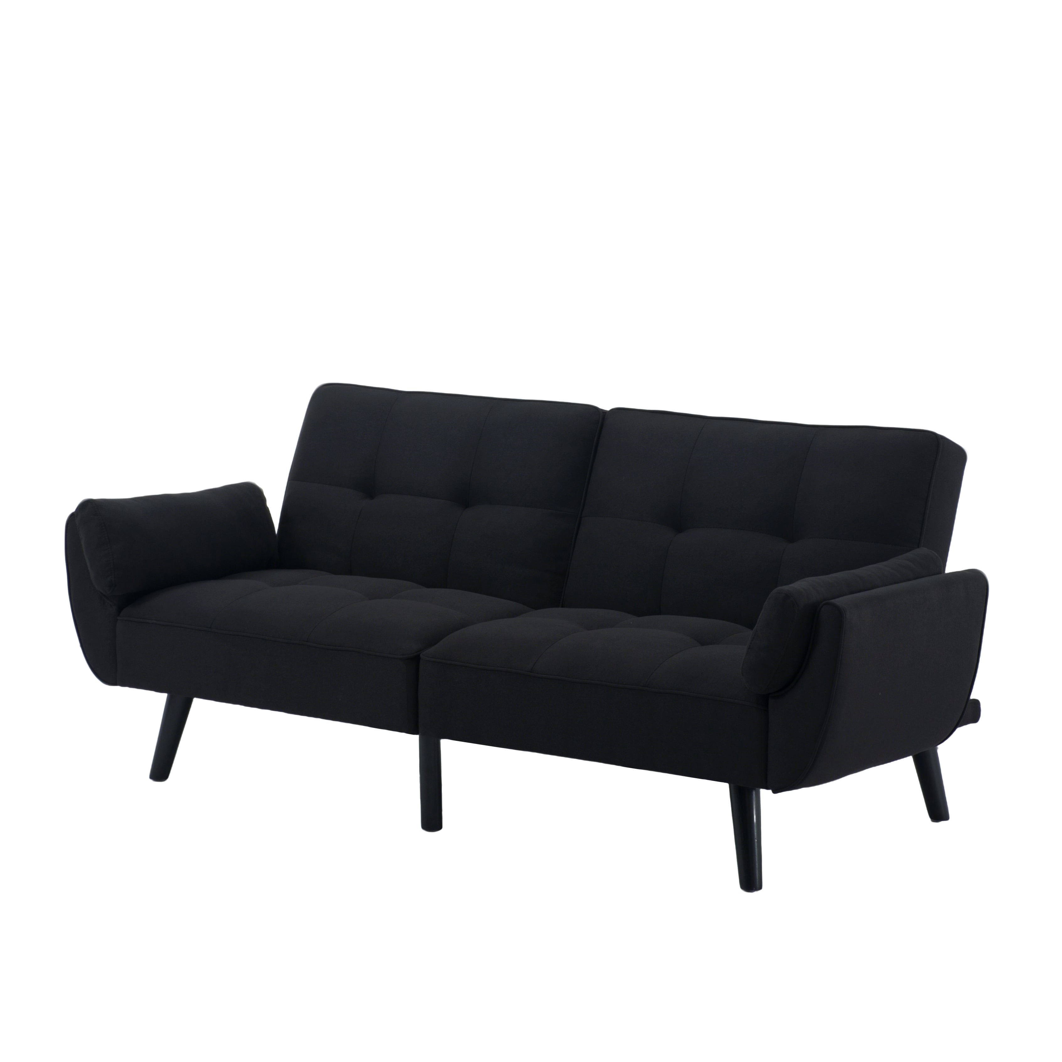 Gewnee 74.8”Convertible Futon Sofa Bed,Tufted Sleeper Couch with 3-Angle Adjustable Split Back,Upholstered Loveseat for Small Spaces & Guest Rooms.Black