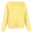 thumbnail image 4 of LIIPEE Women Hoodless Warm Solid Color Long Sleeve Round Neck Casual Athletic Pullover Tops With Pocket Woman Elegant Indoor Outdoor Wear Sweatshirts,Light Yellow,Xl, 4 of 4