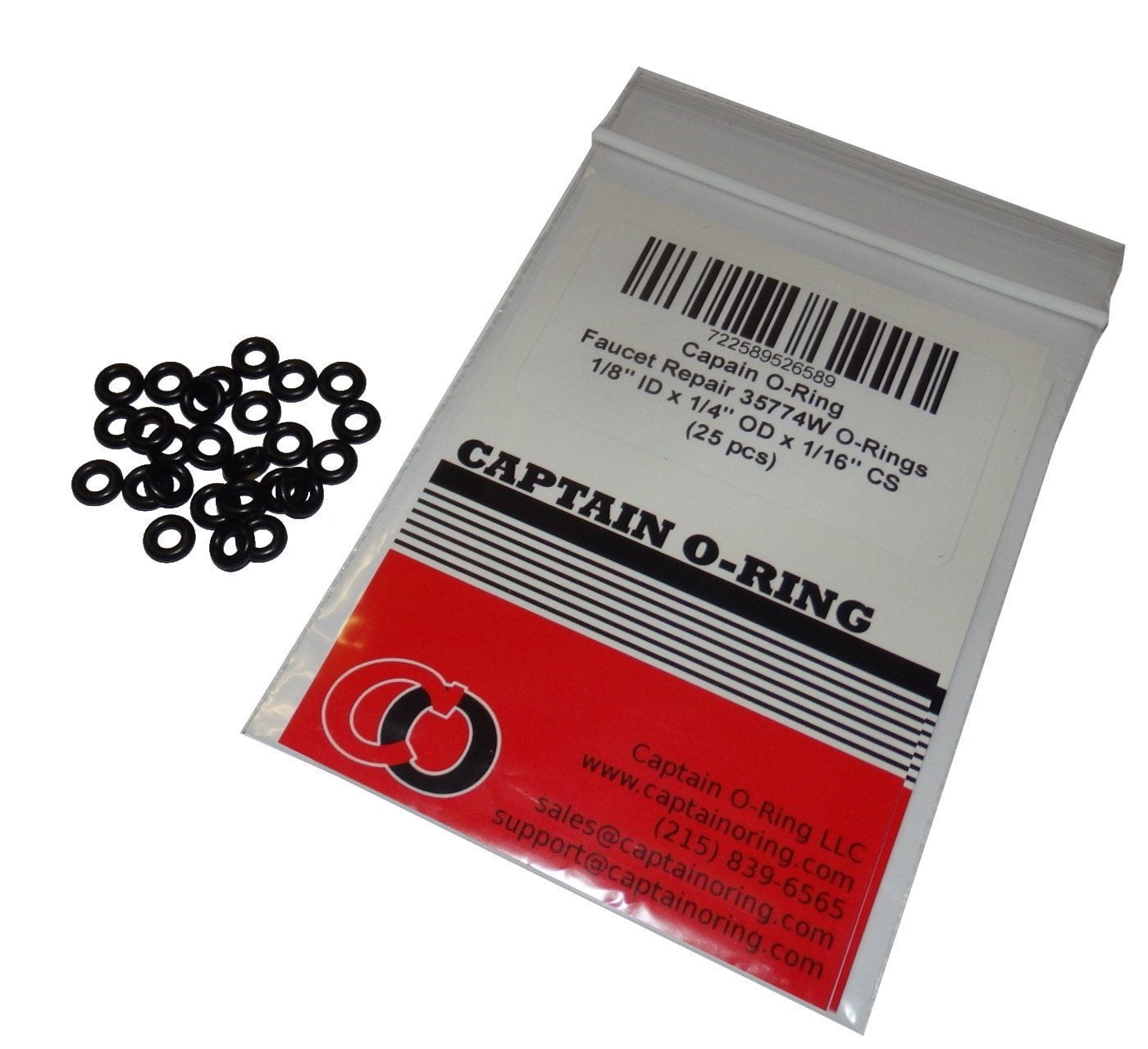 25 Pack Captain ORing 35774W Faucet Repair ORings 1/8" ID x 1/4" OD x