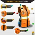 thumbnail image 3 of KwikSafety (Charlotte, NC) TIGER QUEEN Safety Vest for Women (IRIDESCENT Design) 9 Pockets Premium Class 2 Custom High Visibility ANSI OSHA Reflective Construction with Zipper | Orange Extra Small, 3 of 6
