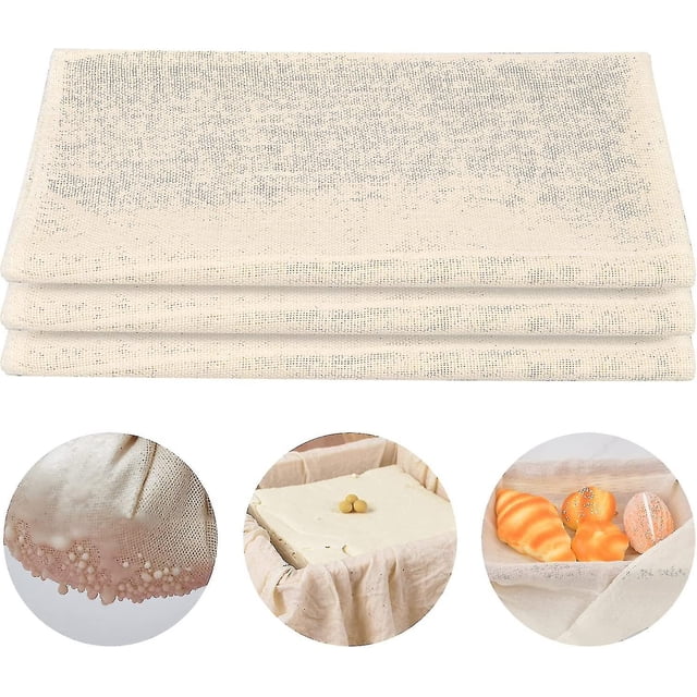 3 Pieces Muslin Cloths, Unbleached Cheesecloth, Reusable Cheese Cloth, Soft Square Cloth Cloth For Food Yogurt Juice Wine Filtering Draining Baking (5