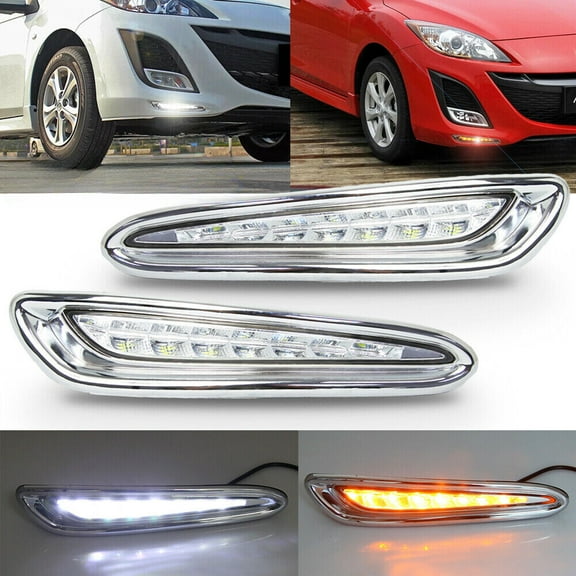 Pair LED Daytime Running Light For Mazda 3 Axela Car Fog Lamp DRL 2010-2013