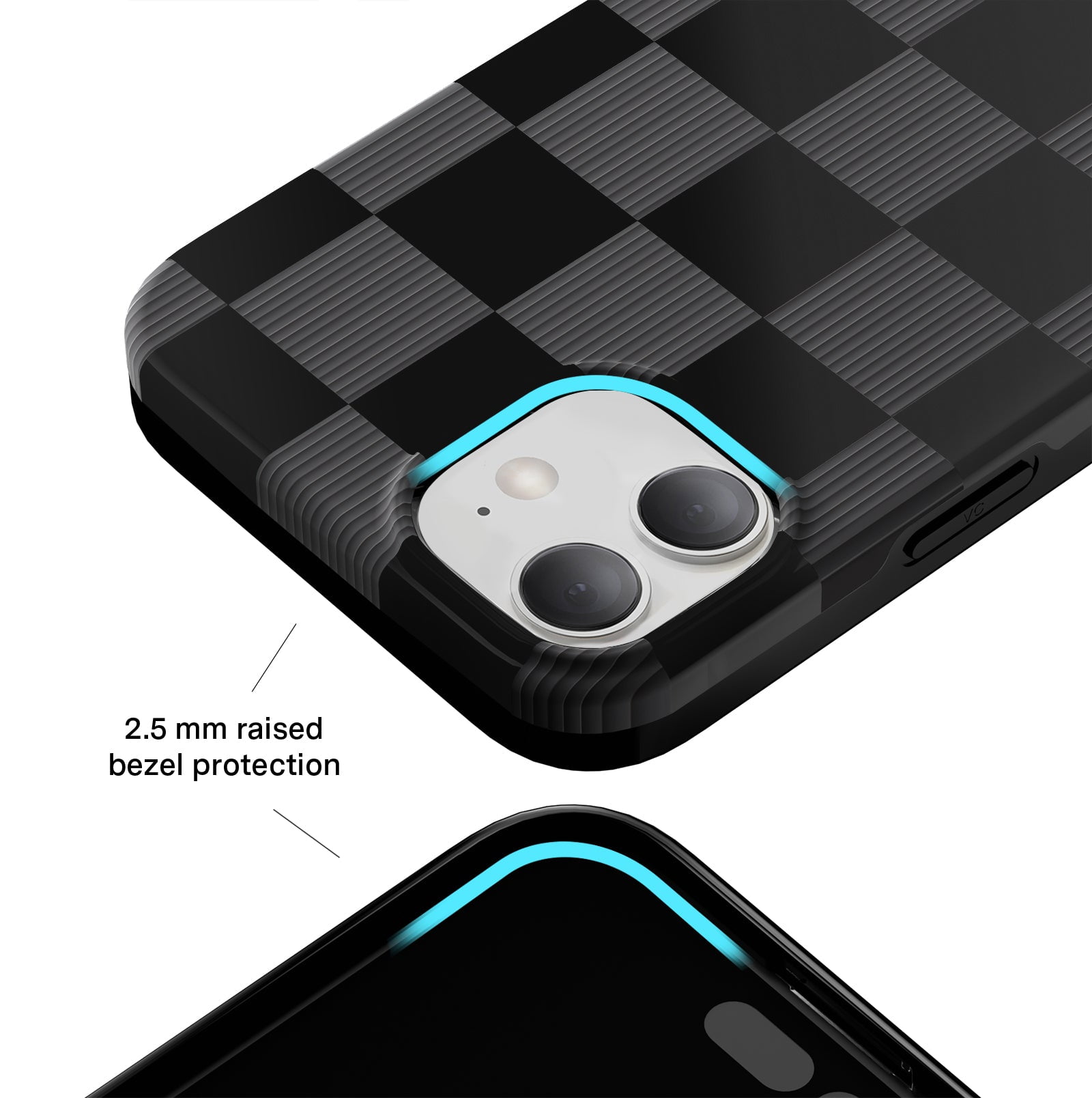 VELVET CAVIAR for iPhone 12 Mini Case Black Checkered - Compatible with MagSafe - Cute Protective Cases for Women for Women - Black Grey Checkerboard