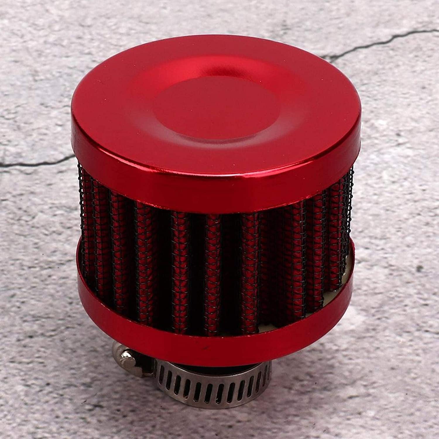 13mm/0.5in Mini Oil Air Intake Filter Crankcase Vent Valve Crankcase Breather Universal Car Accessory red 