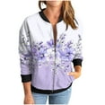 thumbnail image 5 of qucoqpe Sweatshirt Coats for Women 2025 Winter Fashion Casual Floral Printed Round Neck Long Sleeve Full Zip Up Hoodies Tops with Pockets, 5 of 5