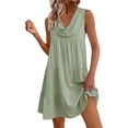 thumbnail image 2 of HVOBTTY Summer Women's Sleeveless Mini Peplum Dress red Cowl Neck Loose Cut Daily Outer Wear, 2 of 4