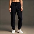 thumbnail image 4 of Lumtrix Women Athletic Joggers Baggy Sweatpants Lightweight Casual Comfy Trousers with Pockets High Waisted Drawstring Pants Black S, 4 of 4