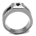 thumbnail image 3 of Anillo Color Plata Para Hombres de Acero Inoxidable Corte Princessa Ralla de Onyx, 3 of 4