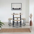 thumbnail image 4 of Ilios Innova | Juego de Comedor Industrial con Sillas Acoplables. Ahorra Espacio, Estilo Moderno y Mesa Redonda para 4 Personas, Base Metálica y Cubierta de MDF., 4 of 9