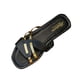 thumbnail image 1 of Negro Y Blanco Zapato Encajes Estilo Hebilla Metálica Crisscross Correa Sandalias, Zapato Negro Plano Encajes Inspirados Zapatos de Playa de Tamaño Mayor, 1 of 9
