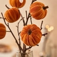 thumbnail image 5 of Artificial Velvet Pumpkin Pick with Branches & Berries, Fall Floral Arrangement Supply, Summer to Fall Decor for Vase, Wreath Making, Thanksgiving, Halloween and Seasonal Home Decoration, Brown, 5 of 6