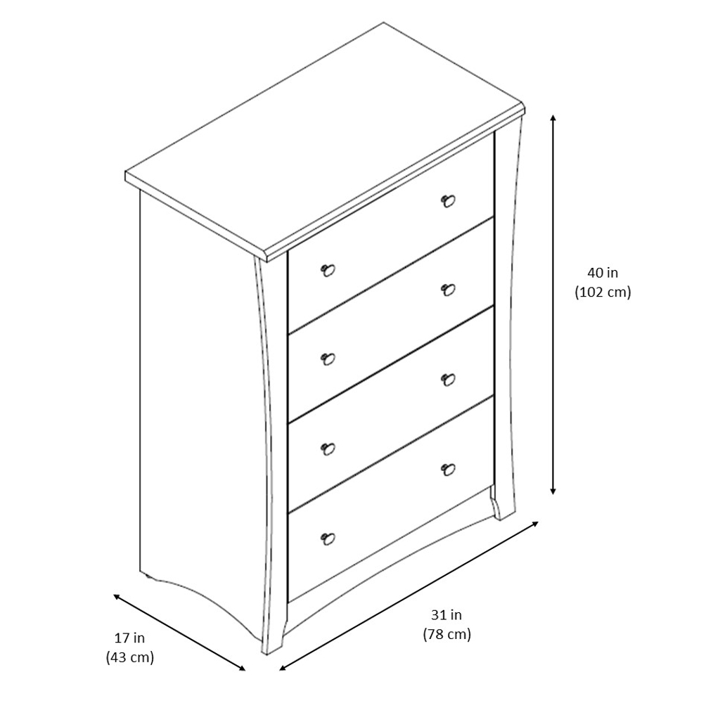 storkcraft crescent 4 drawer chest