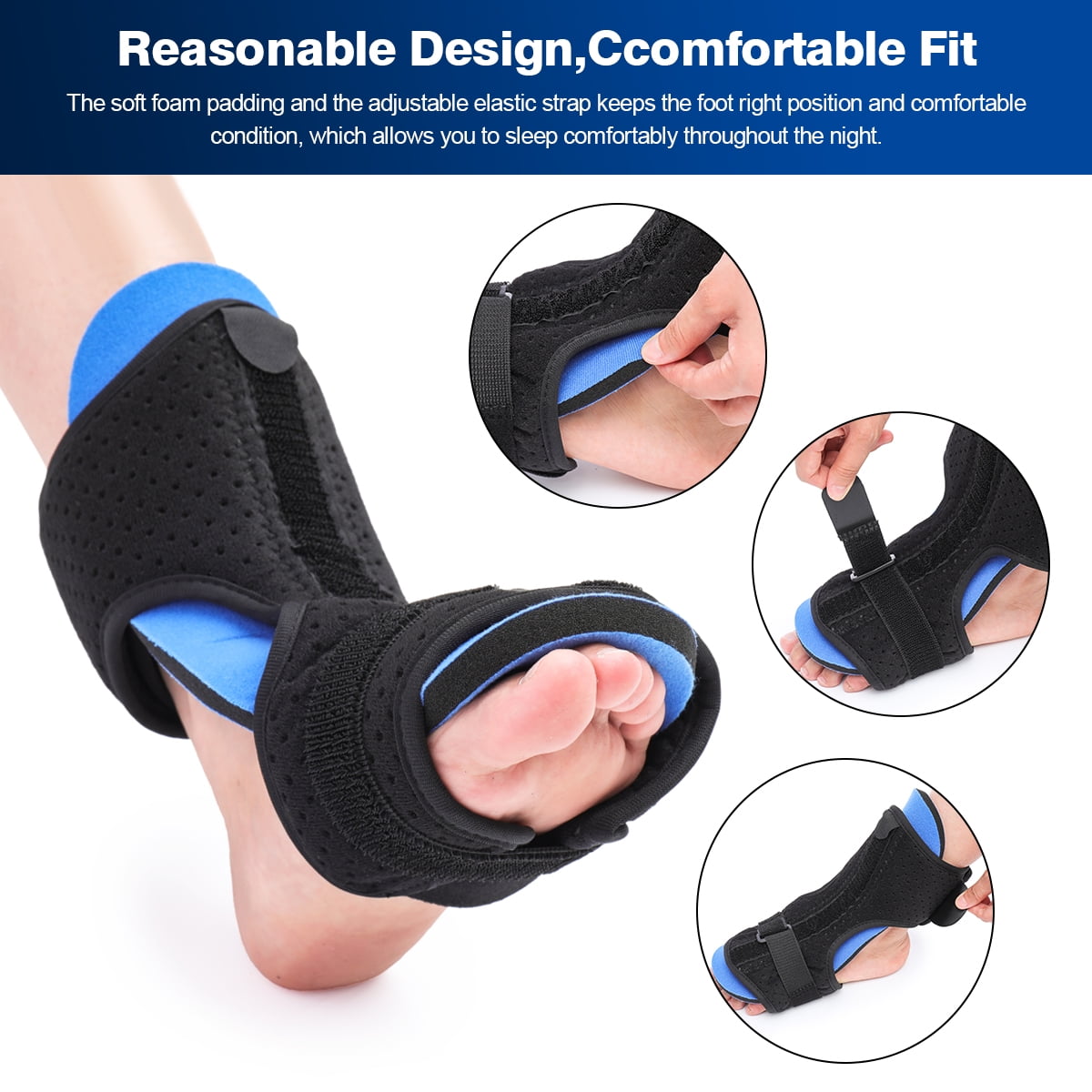 Ankle Splint Fascitis Plantar Posterior Foot Brace Strap Protector Strophe OPO Dia Orthosis Support Prevent Foot Drop and Relief Pain at night 