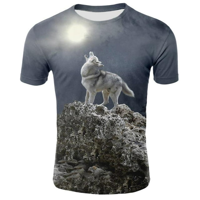 T-Shirt Homme Loup 3D Drôle animal Mode Unisexe Décontracté T-Shirt Été Mode de Rue