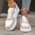 thumbnail image 4 of QWKLEAJ Women’s Color Block Platform Sneakers, Lace Up Low Top Casual Skate Shoes Non Slip Lightweight Walking Sneakers for Daily Street Travel Khaki 8, 4 of 6