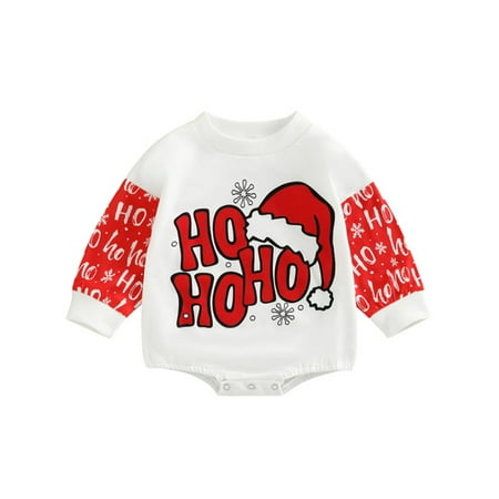

Lumento Girls Warm Christmas Playsuit Loose Leopard Printed Sweatshirt Cute Buttons Romper Red 60cm