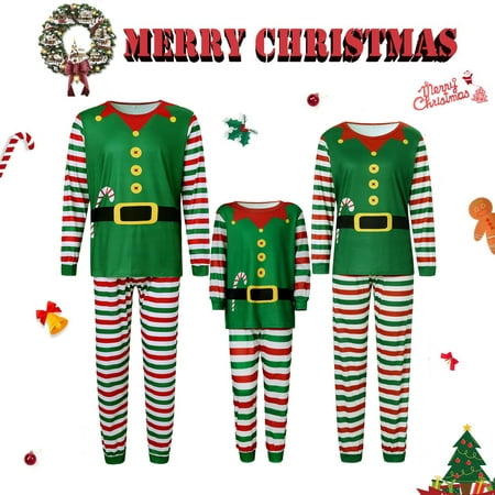 

Family Christmas Pajamas Matching Set Santa Claus Pjs Dad Mom Teen Sleepwear Tee Striped Plaid Pants Pyjamas Outfits