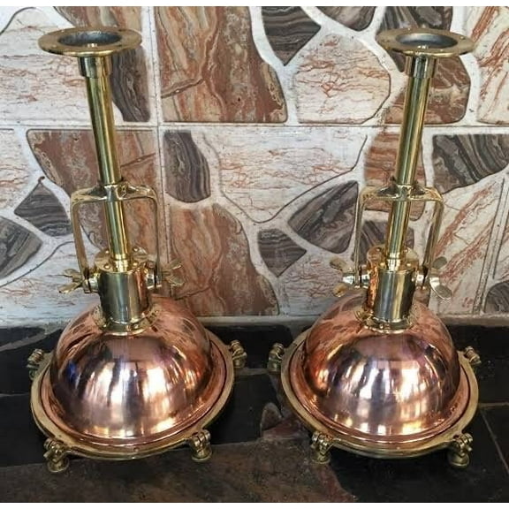 Copper Hanging Light Lamp Brass Antique Finishing for Home Decor and Gifting - Set 2