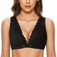 thumbnail image 1 of B91xZ Front Close Wirefree Back Support Posture Full Coverage Bra Comfy Back Closure Wirefree Jacquard Back Support Posture Bra,Black 36/80B, 1 of 4