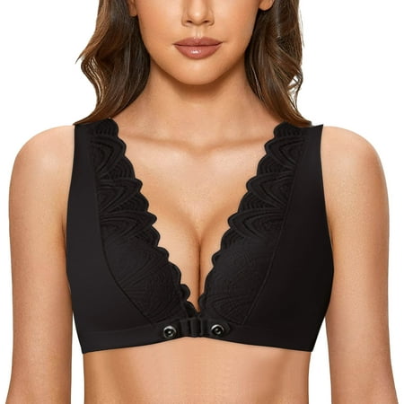 

Akiihool Womens Plus Size Women s Bras Women s Crop Bralette Breathable Stretch Cotton Bras (Black 38/85B)