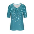 thumbnail image 4 of Women's Summer V Neck Tops Tie-dye/Floral Printed Short Sleeve Summer Graphic Tee Shirts Loose Fit Plus Size Casual Tshirts (S, Blue), 4 of 7