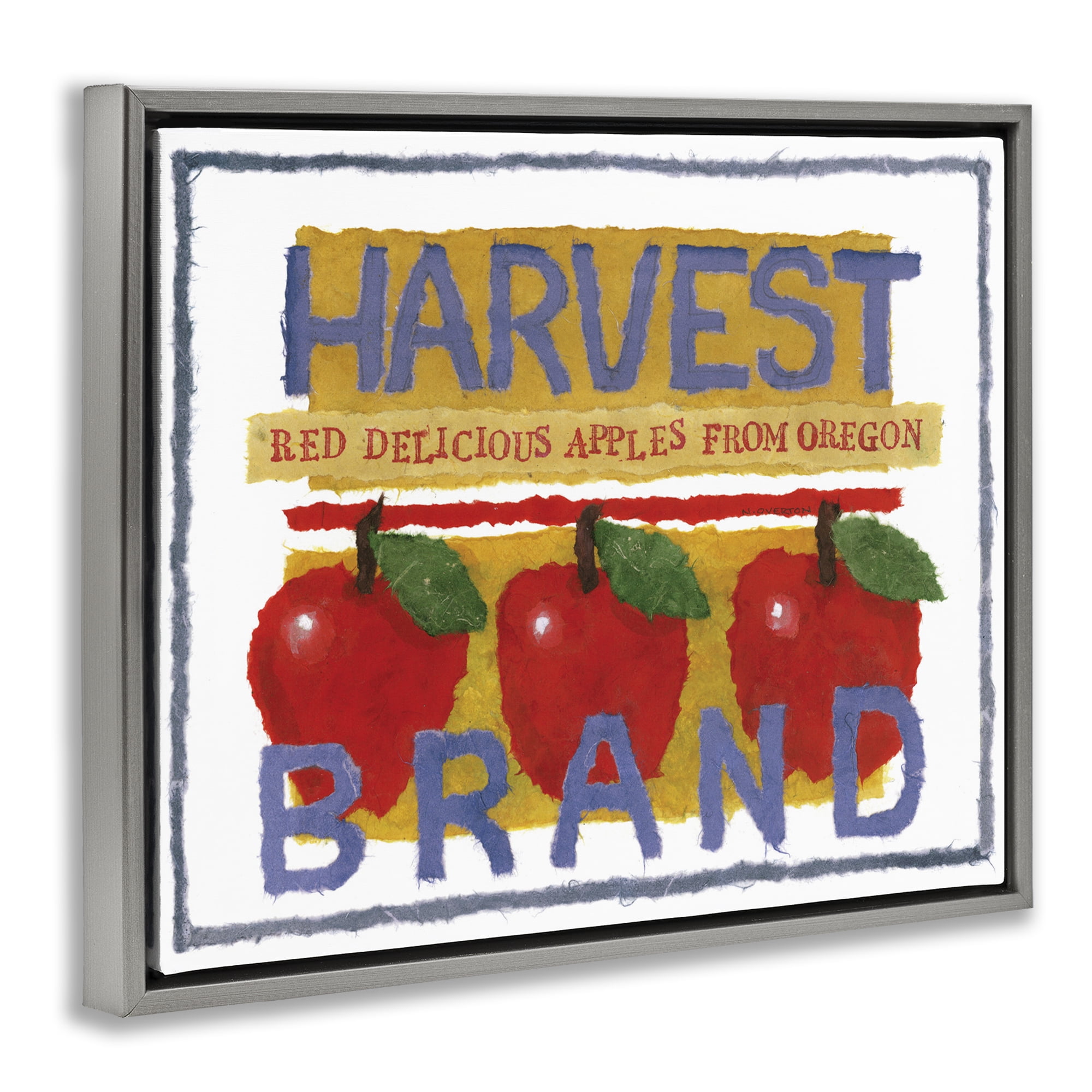 Stupell Industries Oregon Harvest Apples Food & Beverage Painting Gray Floater Framed Art Print Wall Art, 21 x 17