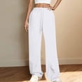 thumbnail image 2 of Womens Casual Cotton Linen Pants Lightweight Elastic Waist Pant Summer Fall Lounge Plain Drawstring Trousers, 2 of 7